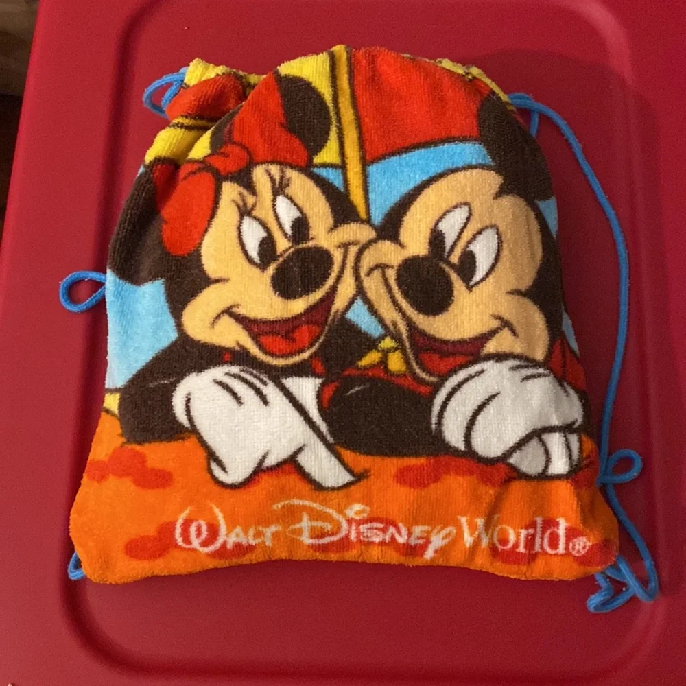 Disney vintage towel turns into a backpack bag